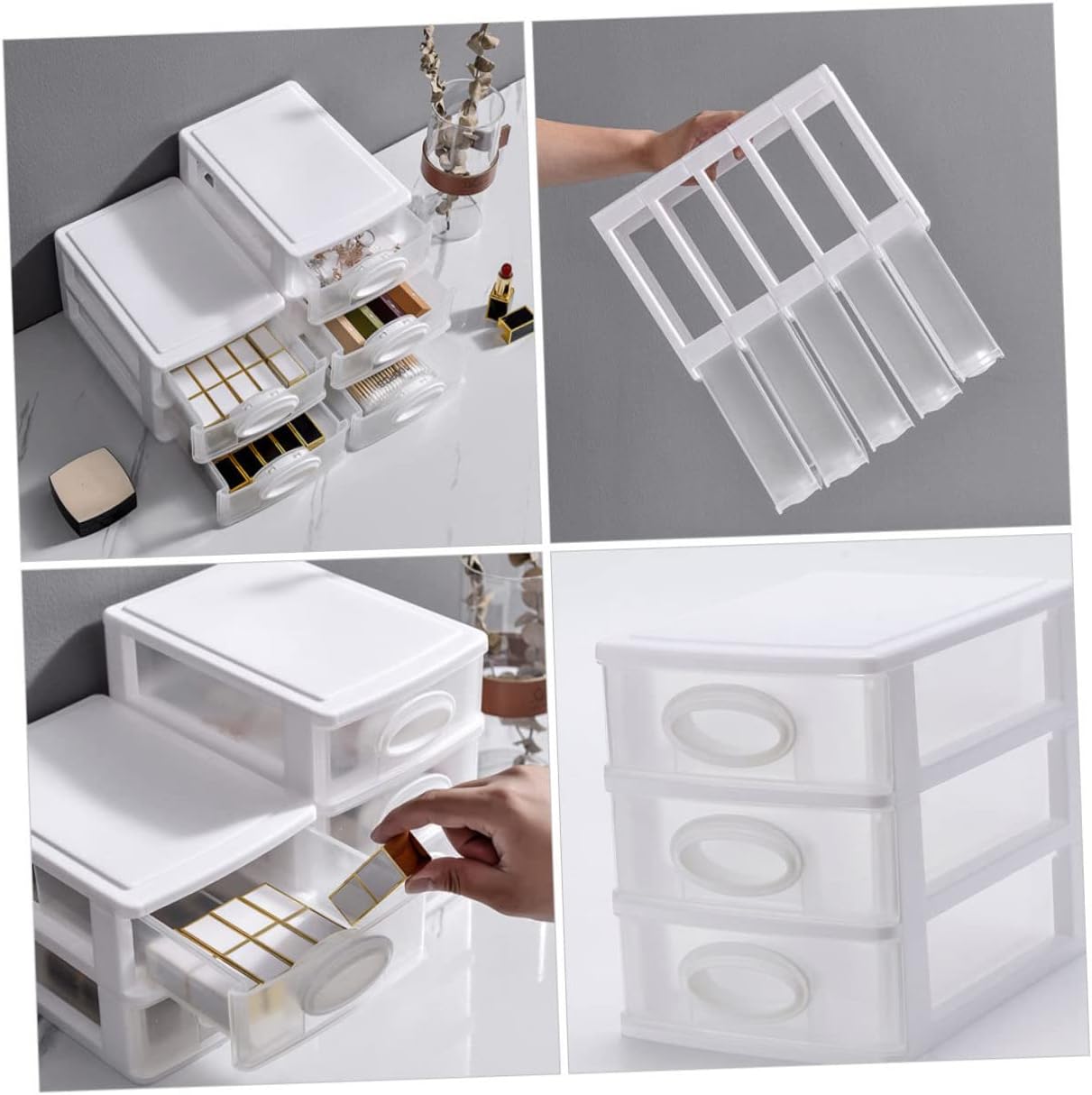 NUOBESTY 1pc Multi-layer Desktop Storage Cabinet Transparent Organizer for Office Supplies Stationery Container with Independent Design for Home Dormitory Use