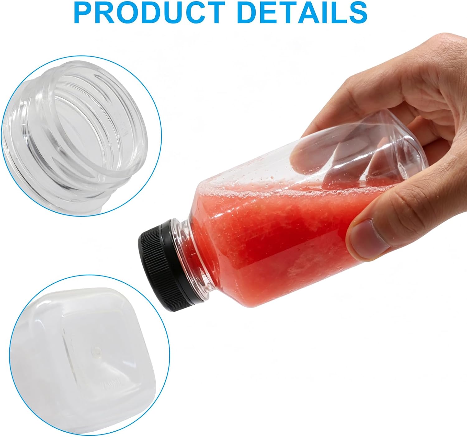 3 Pack Juice Bottles, 8 Oz Plastic Clear Drink Containers