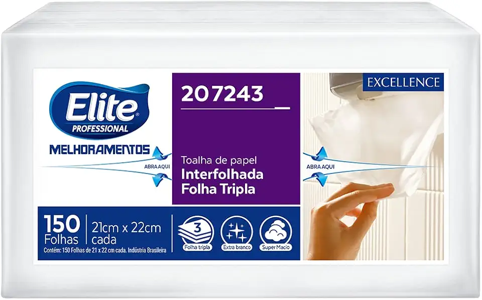 Papel Toalha Interfolhado Folha Tripla Com 150 Folhas