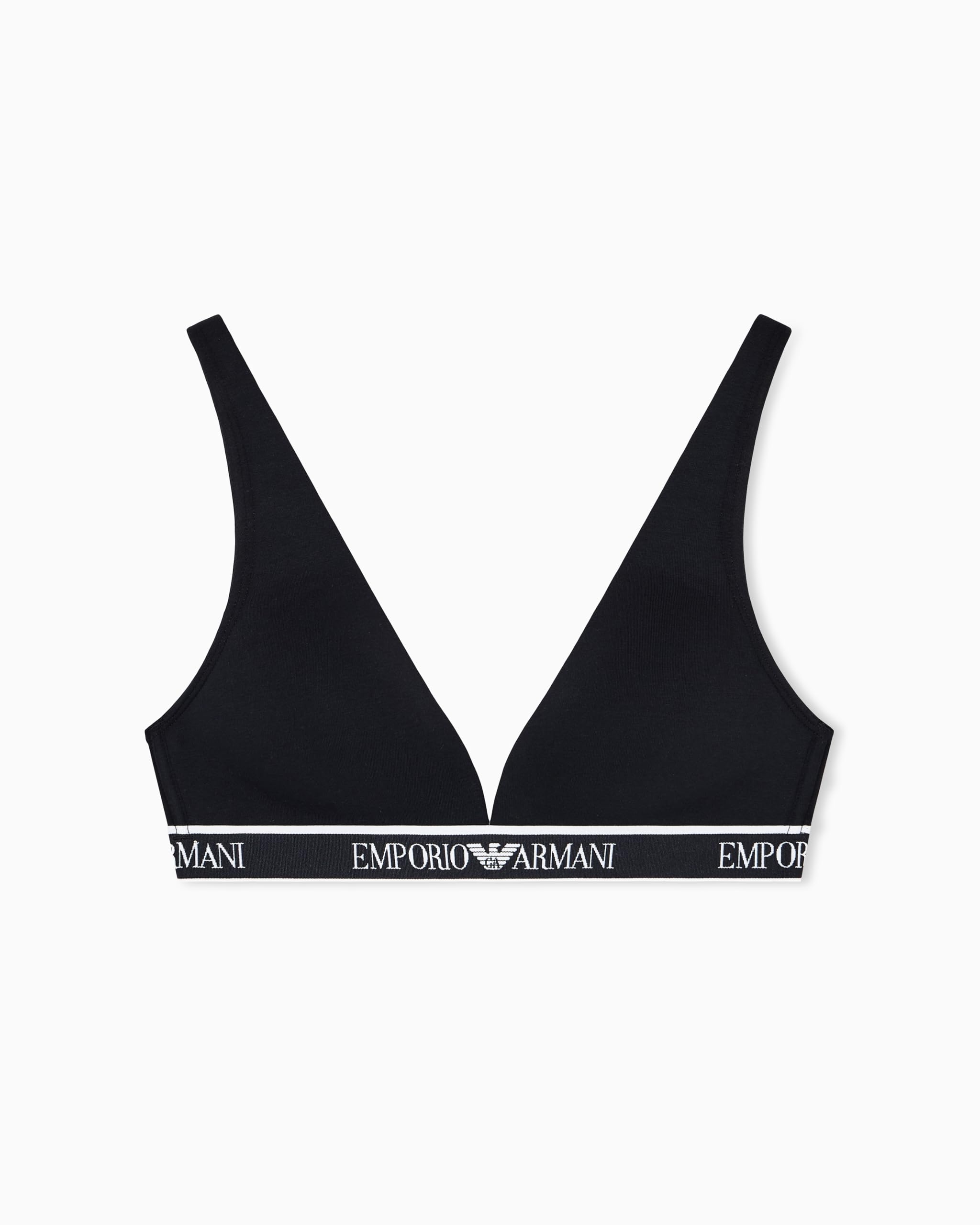 Emporio Armani Woman's Iconic Logoband Padded Triangle Bra Black XL