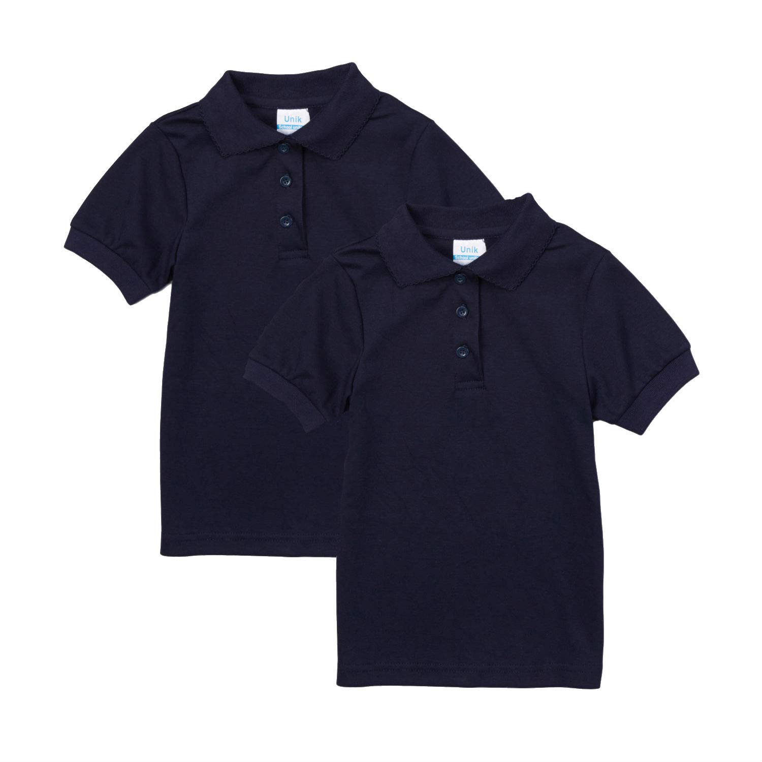 unik Girl's Uniform Polo Shirt Short Sleeve White Navy Sky Blue Red Green Pink