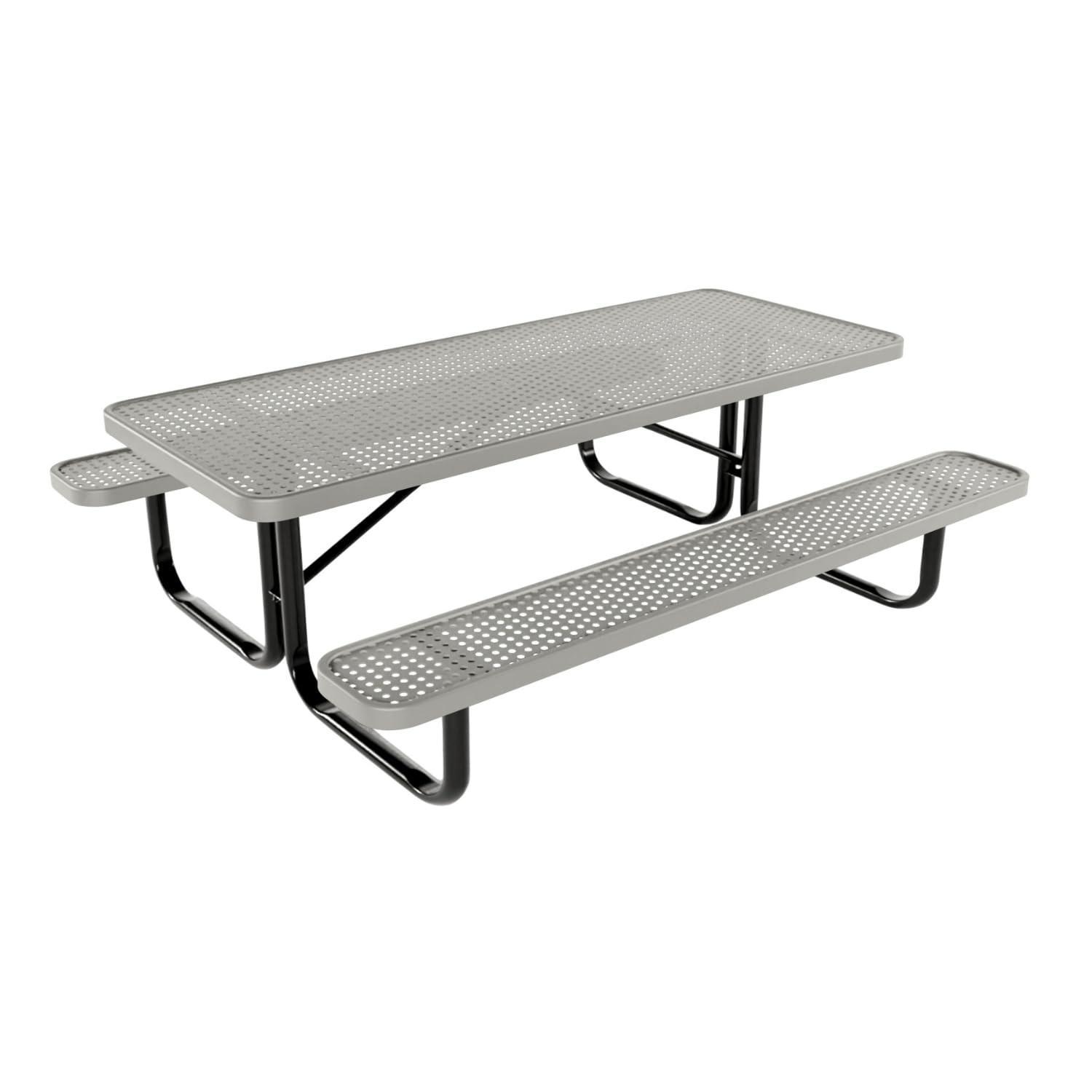 Coated Outdoor Furniture Heavy-Duty Portable Outdoor Kids Table, Punched Steel Kids Picnic Table, Commercial-Grade Picnic Table, Made in America (6ft Rectangular, Childrens, Gray)