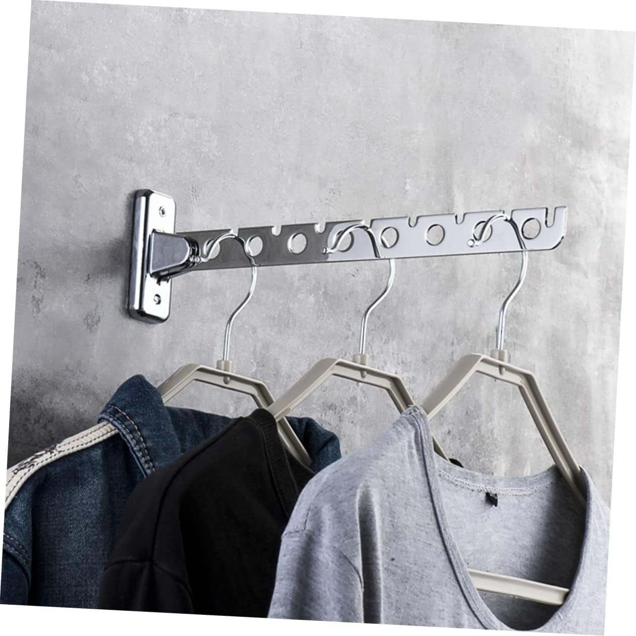 ULTECHNOVO Multi Function Stainless Steel Folding Clothes Hanger Hook Slip Movable Wall Mounted Coat Hook Space Saving Laundry Hanger for Home Organization