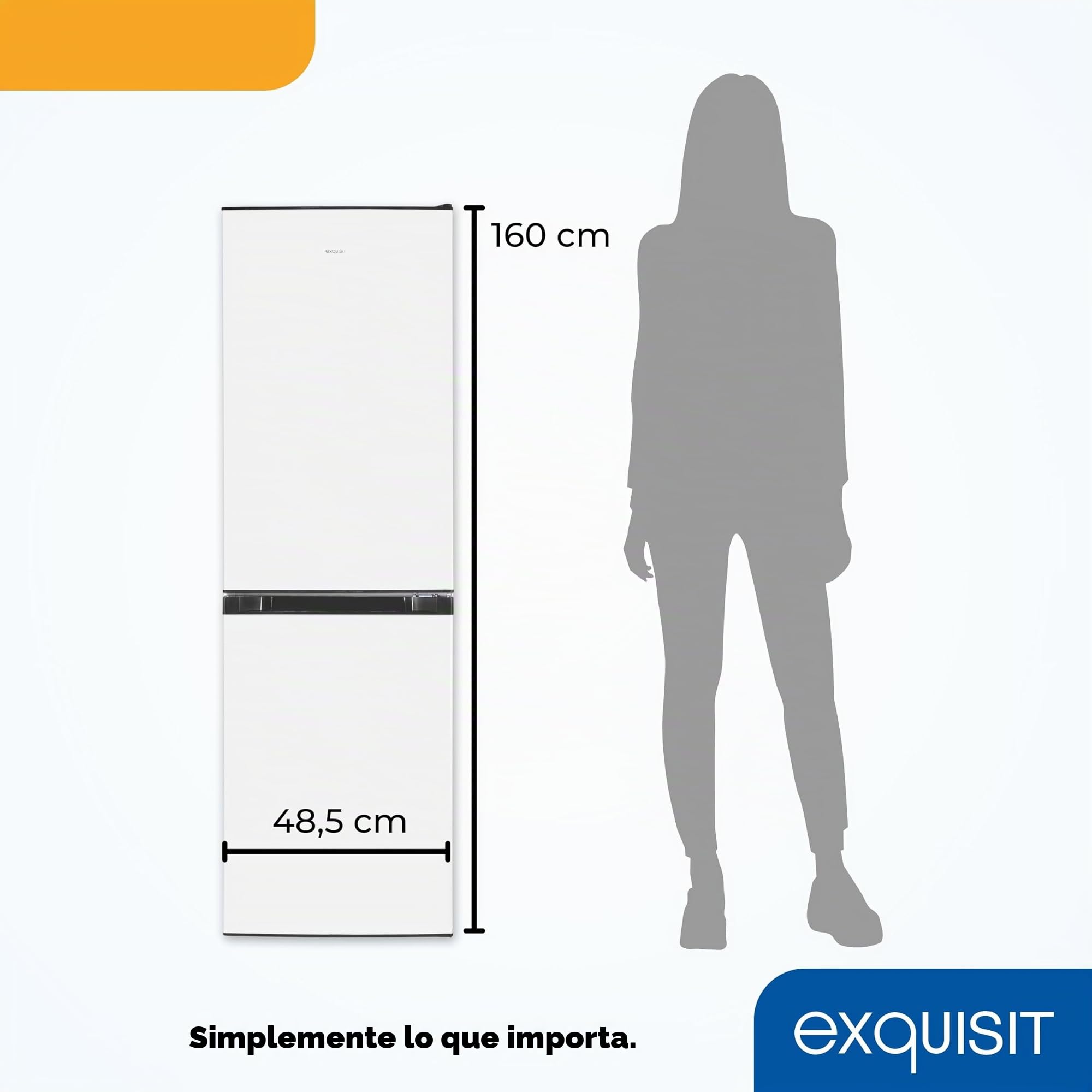 EXQUISIT Frigorífico Combi No Frost 193l Blanco - Nevera con Congelador de Bajo Consumo Energético, Clase E, Multi Air Flow, Gran Espacio, Iluminación LED (157,5 x 48,5 x 60cm)