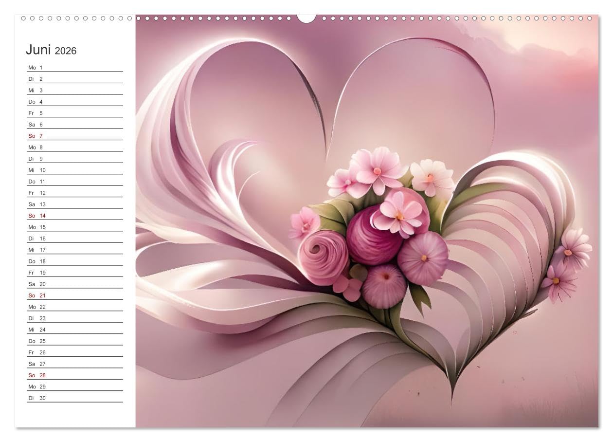Romantischer Terminkalender (Wandkalender 2026 DIN A2 quer), CALVENDO Monatskalender: Origineller Terminplaner für Verliebte (CALVENDO Menschen)