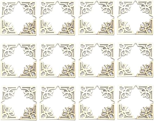 100 piezas de láminas de madera sin acabar, protectores de esquina de libros de madera, adornos de madera para álbumes de recortes, menú, decoración