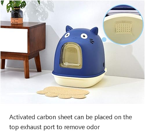 Miniatura 3 de KIZQYN Inodoro para mascotas totalmente cerrado para gatos, inodoro semicerrado para gatos, caja de arena grande y creativa para gatos, bandeja de