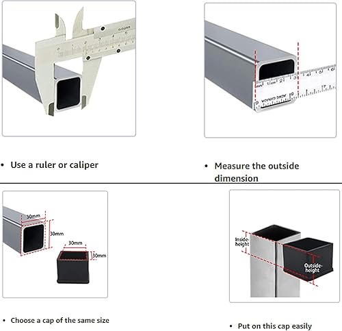 Miniatura 8 de 12 puntas de goma antideslizantes negras cuadradas para patas de silla, protectores de suelo de muebles, fundas para patas de silla, mesa, bar,