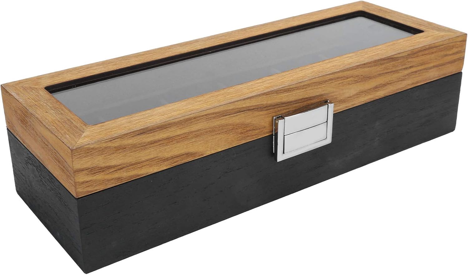 Acouto Wooden Watch With Glass Lid Watch Wood 6 Slot Display Storage Simple Vintage Display With Glass Lid Clothing, Shoes & JewelryShoe, Jewelry & AccessoriesWatch