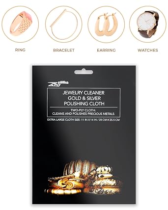 ZEFFFKA Gold and Silver Polishing Cleaning Cloth for Jewelry Coins Watches and Other Fine Valuables Cleaner for Precious Metals Tarnish Remover Extra Large Size Soft Microfiber