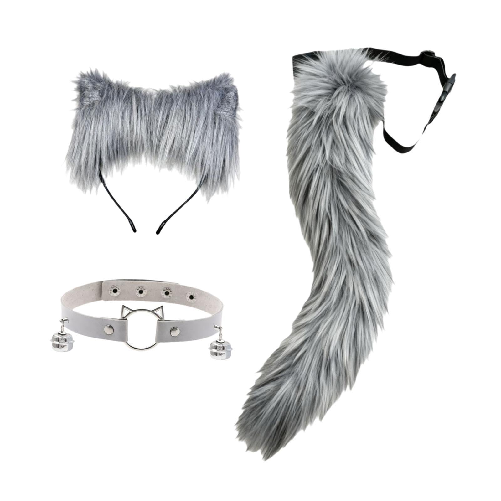 Serre-tête oreilles peluche stable et queue de déguisement sans couture - 8