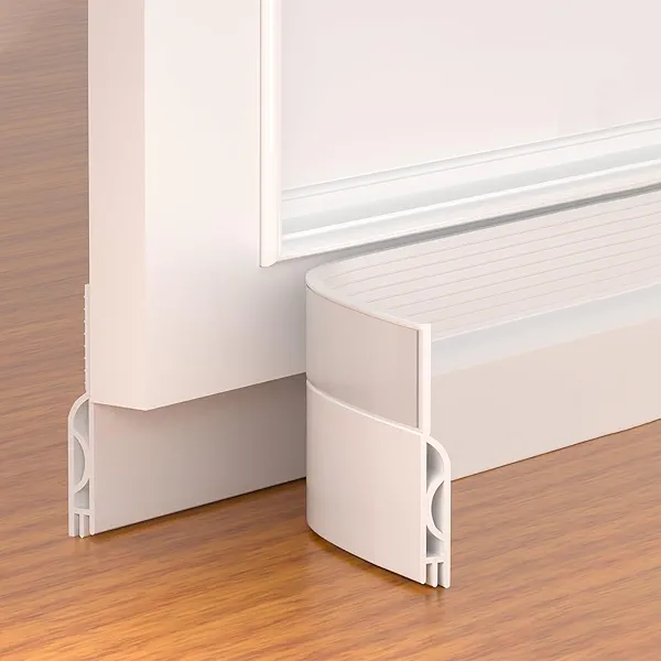 Pundin Door Draft Stopper,Adjustable Door Sweep for Bottom of Door,Silicone Weather Stripping Door Bottom Seal Blocker Air Noise,Under Door Gap Filler for Interior/Exterior Doors(White, 39inch)