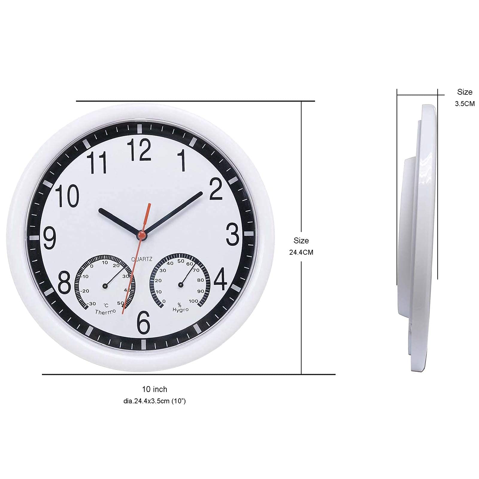 Outdoor Garten Wanduhr 10 Zoll mit Hygrometer Thermometer Gartenuhr leise Quarzuhr Wasserdicht Außenuhr Wetterbeständig Batteriebetrieben Außenuhr