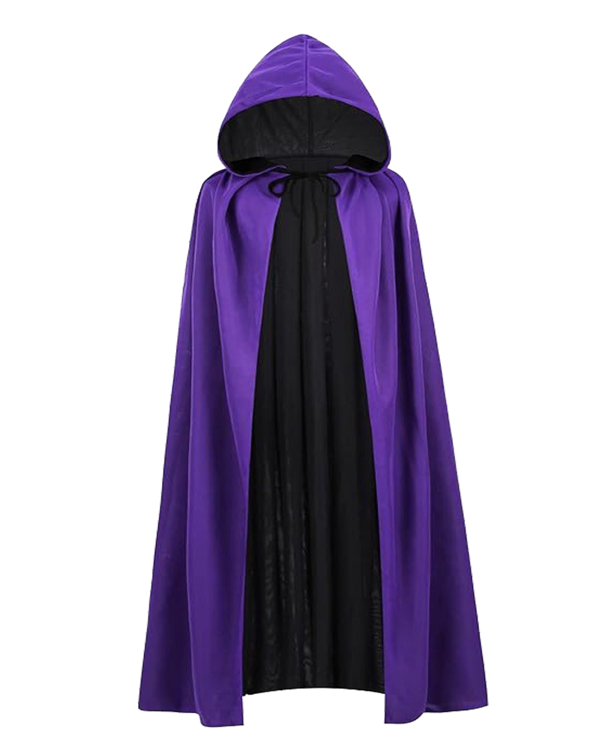 LIKPOJA Halloween Reversible Red & Black Vampire Cloak with Hood Magic Robe Costume Stand Collar Cape Purple with Cloak Wizard Cloak for Adult Devil Cosplay(Bl&P H,120cm) - Image 3