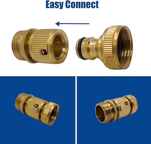 Miniatura 3 de Accesorios de conexión rápida para manguera de jardín, latón macizo de 34 pulgadas, macho y hembra, GHT para manguera de agua de jardín, adaptadores