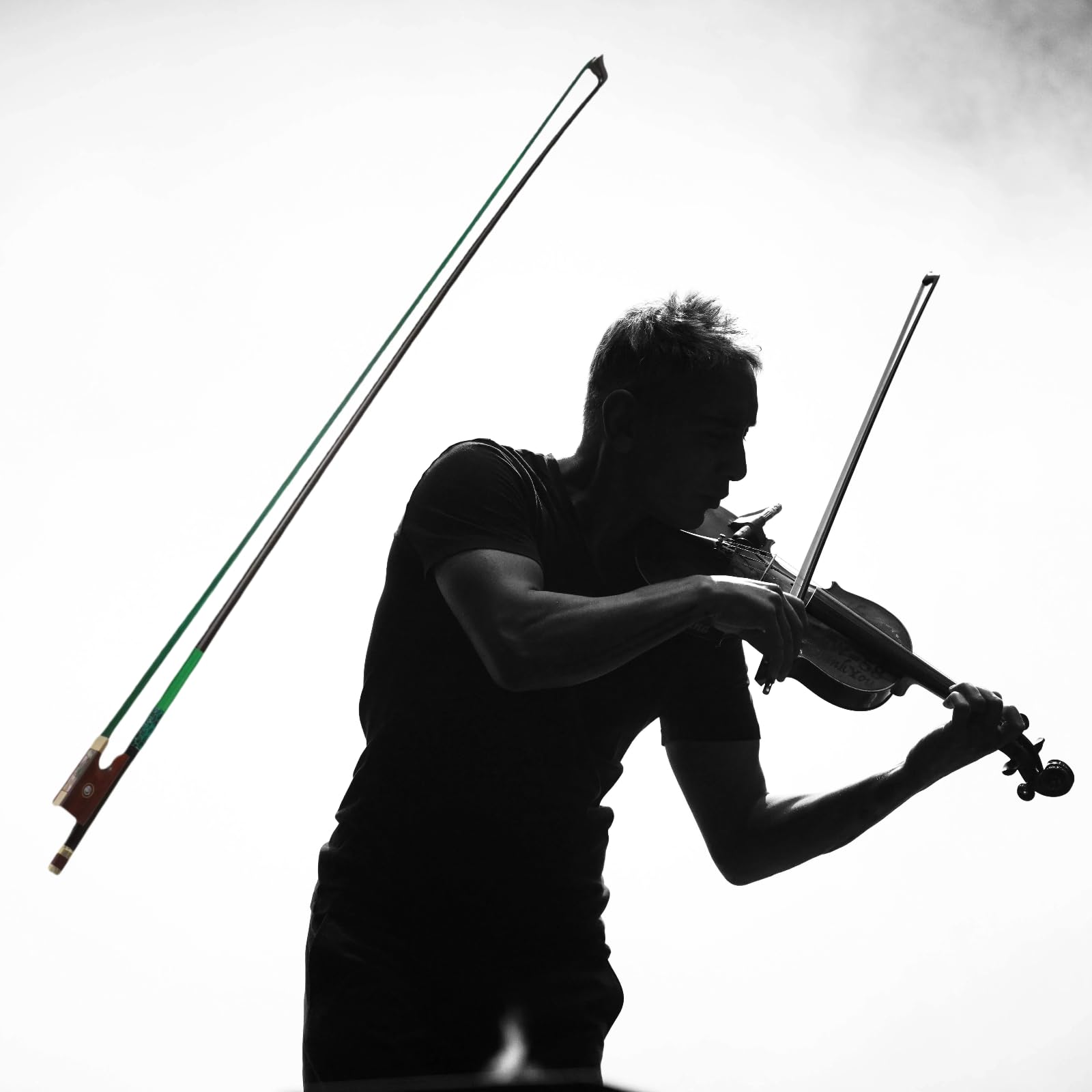 Archet de violon en fibre de carbone 4/4 ultra léger et incassable avec crin de cheval coloré, incrustations de grenouille en bois de serpent et nacre, qualité professionnelle pour les voyages et les