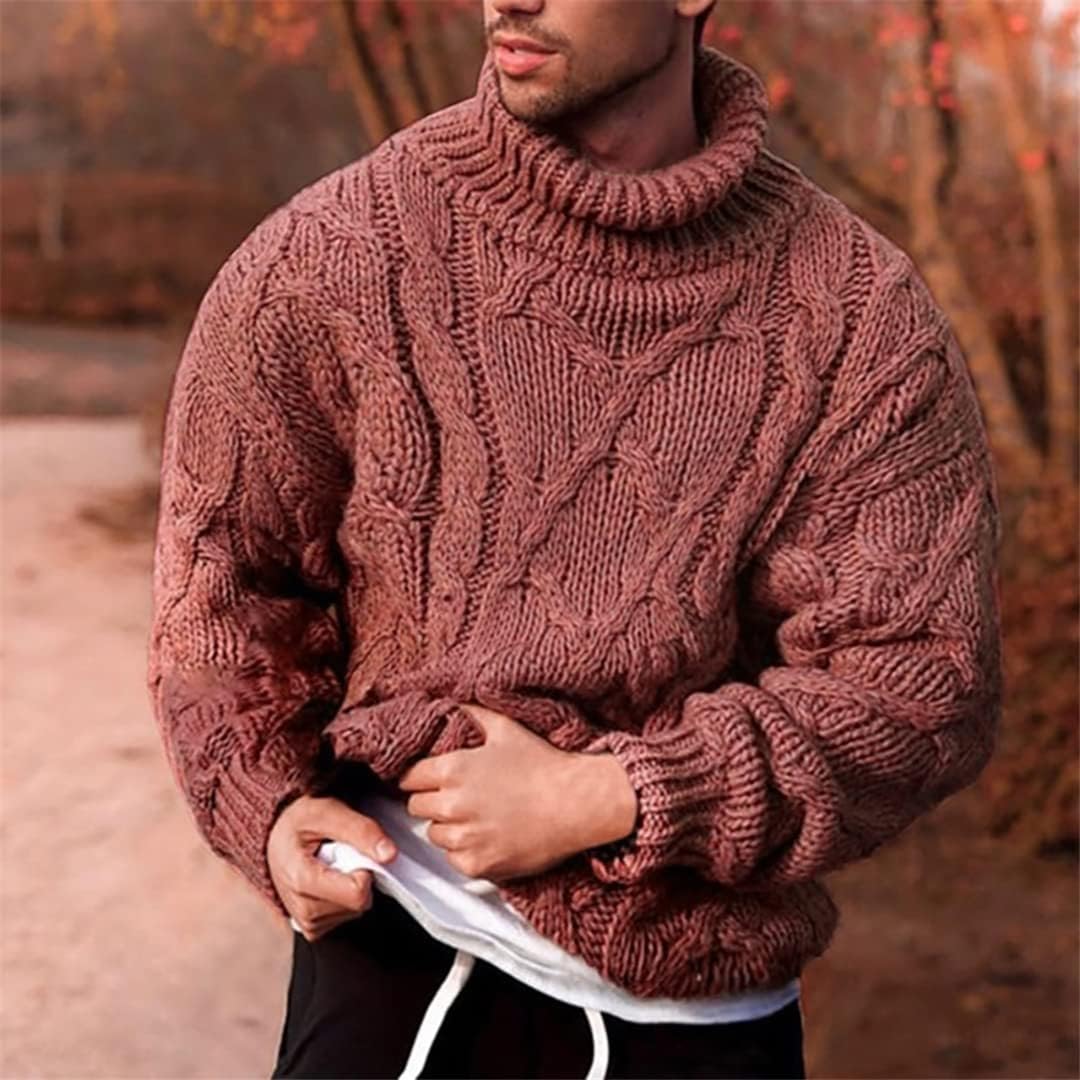 Fashion Casual Sweater Men Neck Jumper Autumn Winter Braid Knit Sweater Pullover Men Clothing