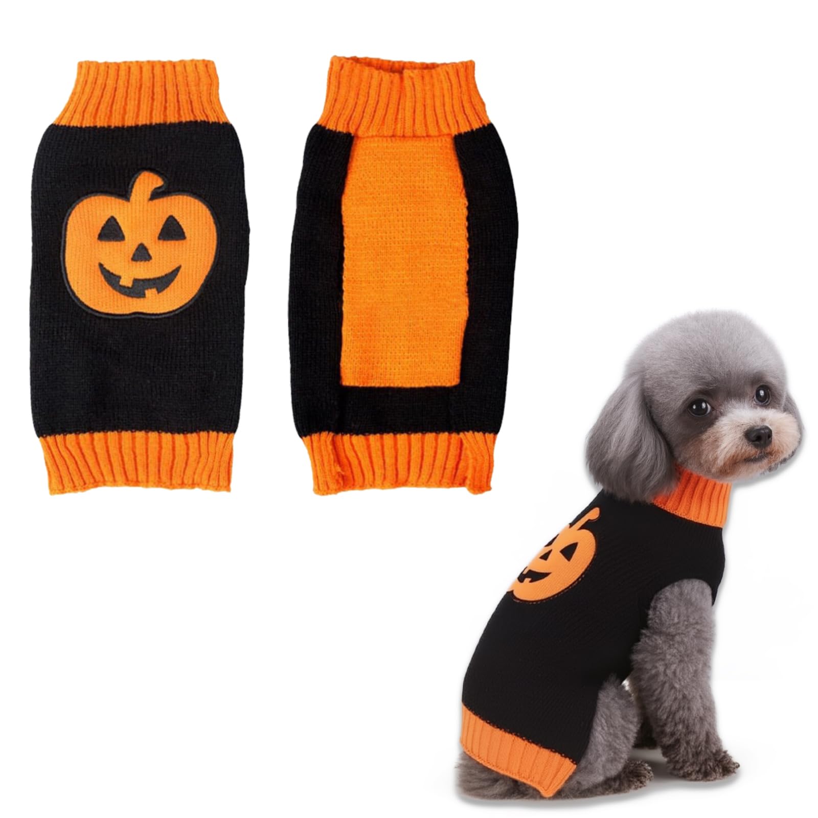 Halloween Dog Jumpers Pumpkin Sweater Costume Puppy Cat Turtleneck Sweater Pet Role Play Costume Suitable For Halloween Carnival Fun Holiday Party Suitable For Small Medium Cats And Dogs (M) — image 1