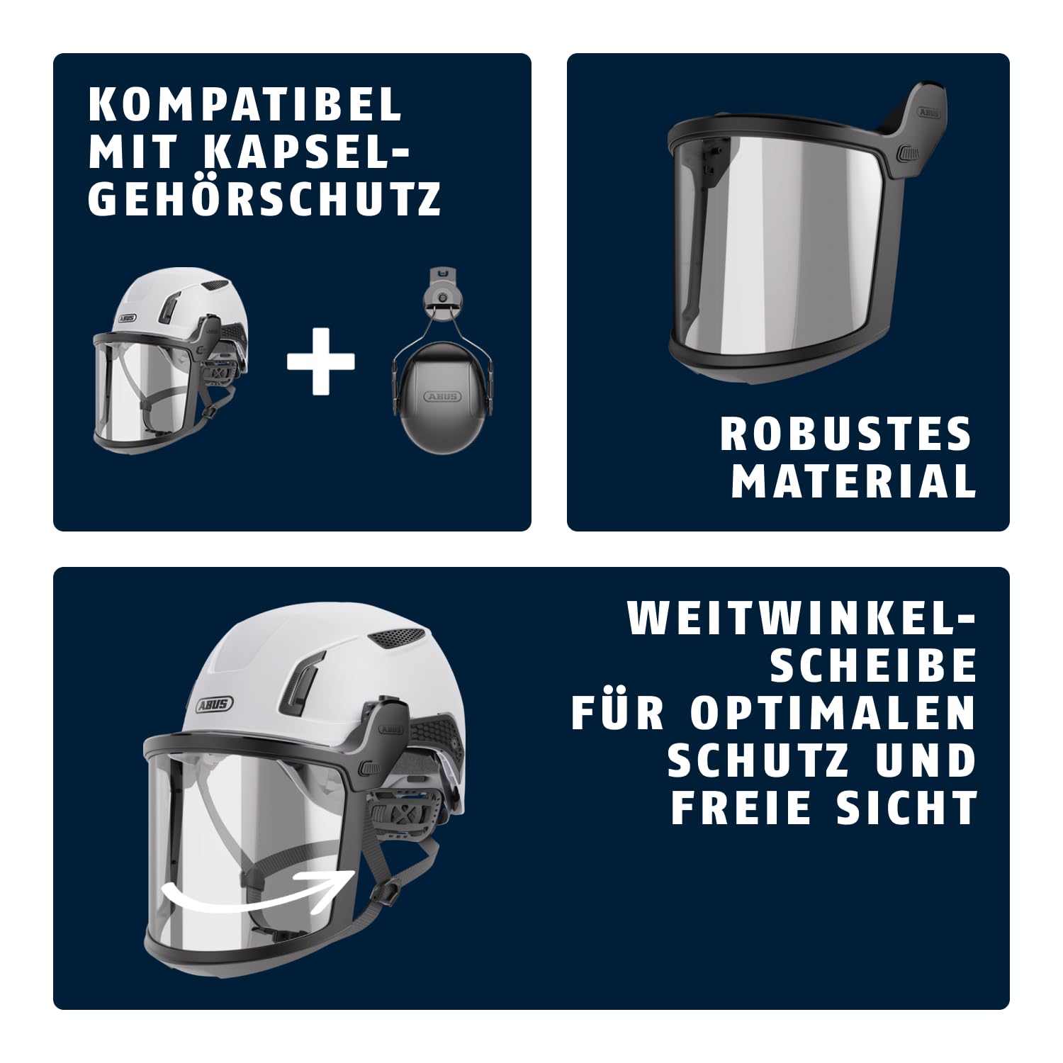 ABUS Vollvisier klar - Zubehör für den Schutzhelm Spector(-E) - kratzfest, schlagfest und beschlagfrei - Gesichtsschutz für Bau und Montage - auch für Brillenträger