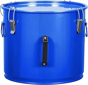 Fryer Grease Bucket 10 Gal, Oil Disposal Caddy, Steel Fryer Oil Transport Container with Rust-proof Coating, Grease Can with Lid & Lock Clips & Filter Bag For Cooking Oil Filtering