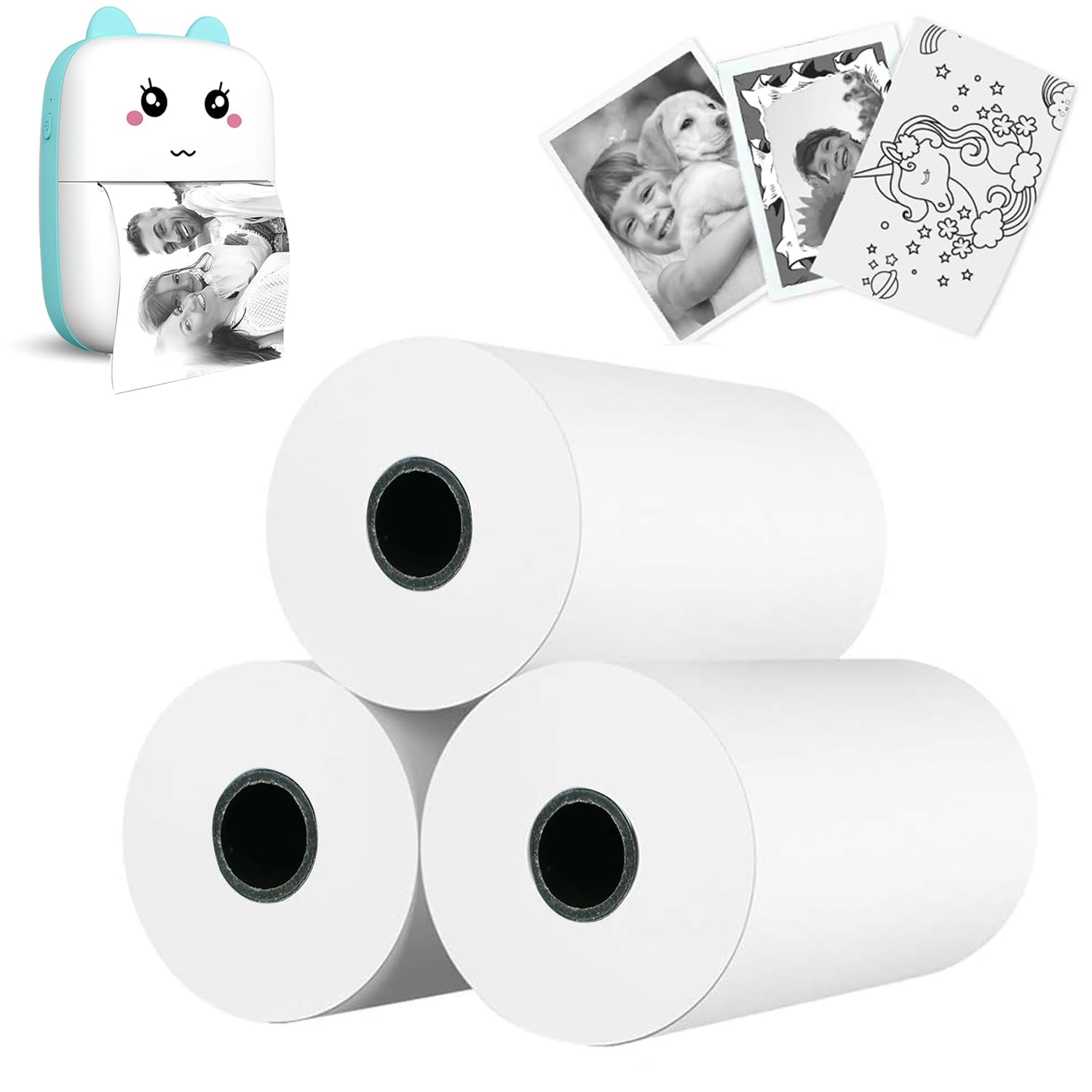 Thump Thermal Printer Paper Roll Compatible with Portable Bluetooth Pocket Mini-Printer Paper Refill for Sticker Receipt Label Print (Pack of 3, White) (B0DG935LYQ) Amazon Price History, Amazon Price Tracker