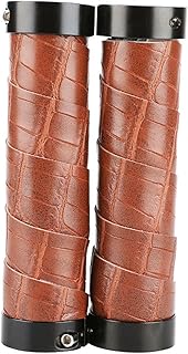ABCBCA 1pair Bicicleta PU Mango Garras Cubierta 130x33x22.2mm marrón/Negro PU Cuero antideslizador Antideslizante Cubierta de Manguito de Manguito de Manguito Accesorios