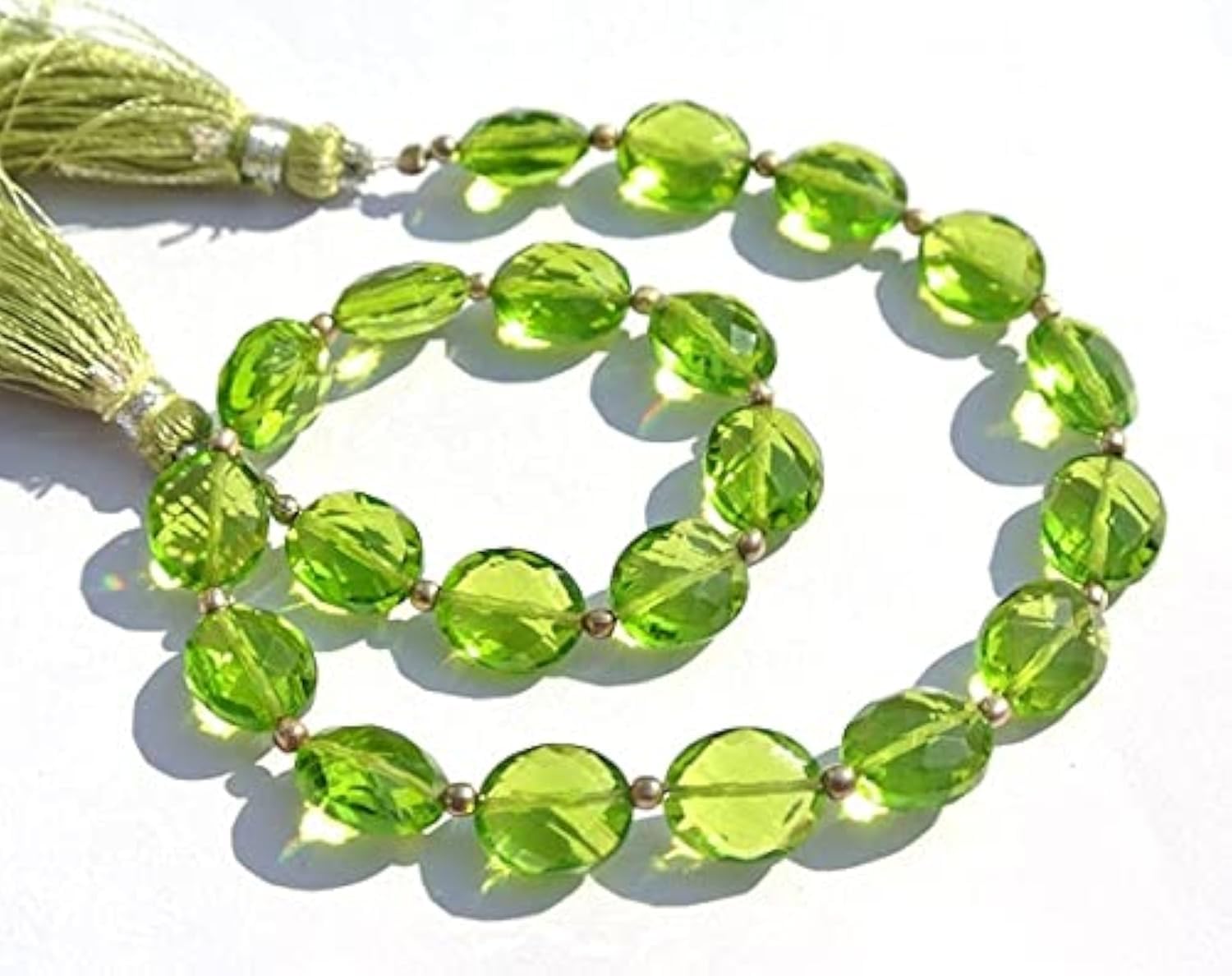 Peridot green quartz briolettes ovales facettées 10x8mm LKBEADS