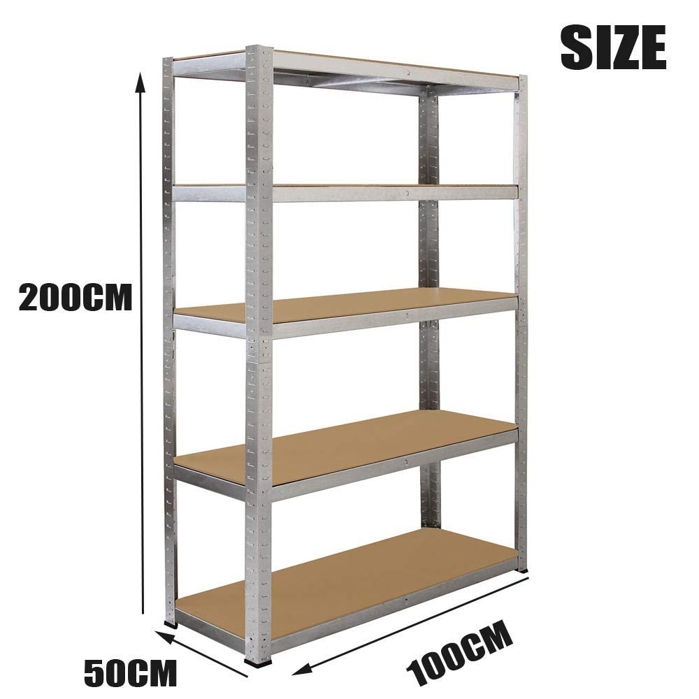 Estanterías para Garaje 5 Baldas, Ideales para despensa, el sótano, el Garaje, trastero o la Oficina, Estantería Metálica de 200 x 100 x 50cm, Soporta hasta 875Kg, Primario