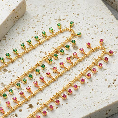 Image of MTMY Gold Anklets for Women 14K Gold Plated Tiny Bead Anklet Colorful Tassel Foot Chain Dainty Adjustable Cute Summer Beach Boho Anklets Jewelry Gift