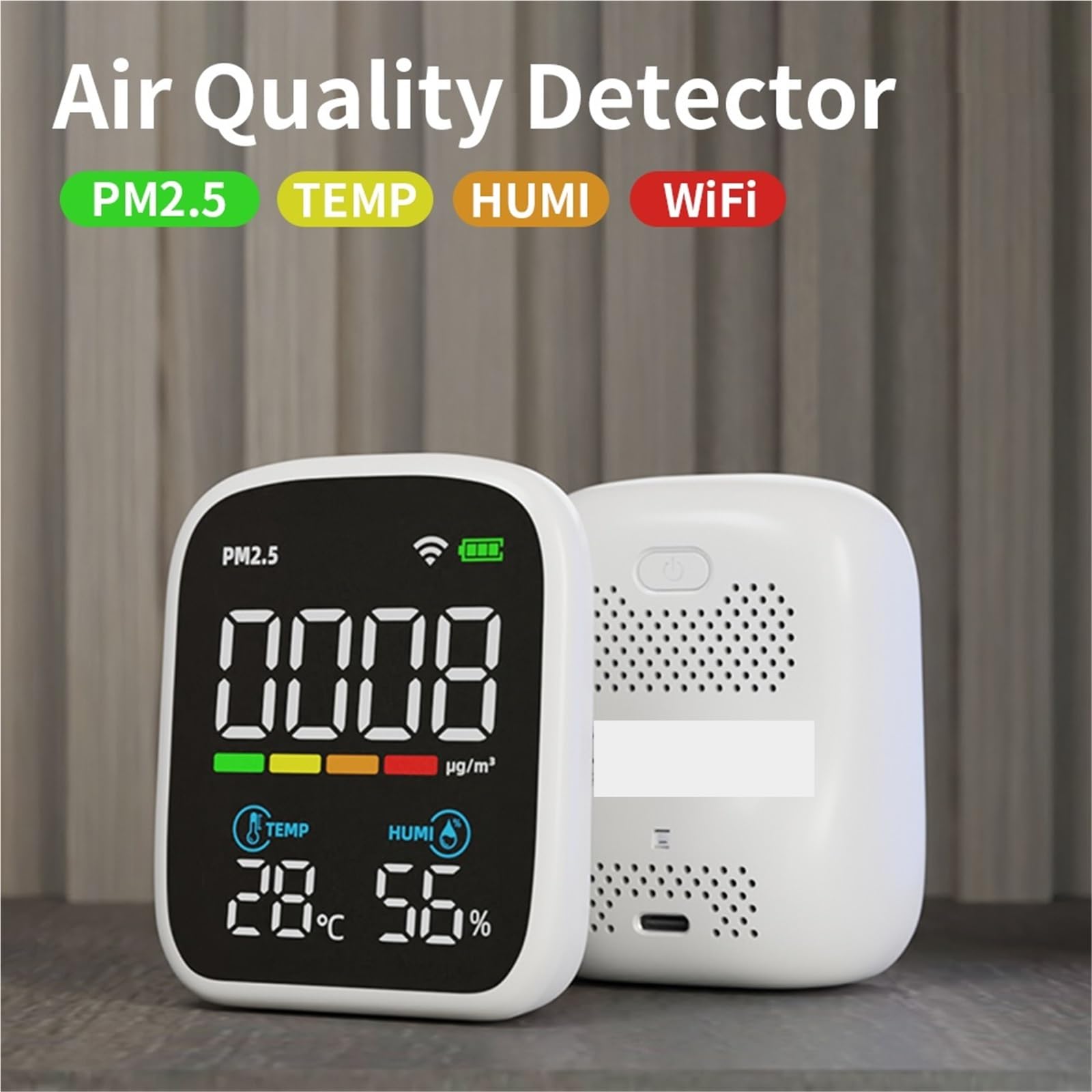Compteurs de qualité de l'air, Testeur de qualité de l'air PM2.5 Analyseur de pollution atmosphérique CO2 Testeur de température et d'humidité(CO2)