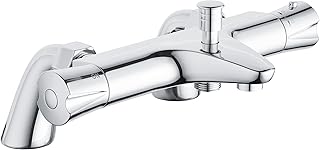 PURAGEIR Thermostatic Bath Shower Mixer, Deck Mounted Bath Mixer Shower,Thermostatic Bath Shower Valve with Anti-Scald Control, Chrome, Bathtub Mounted