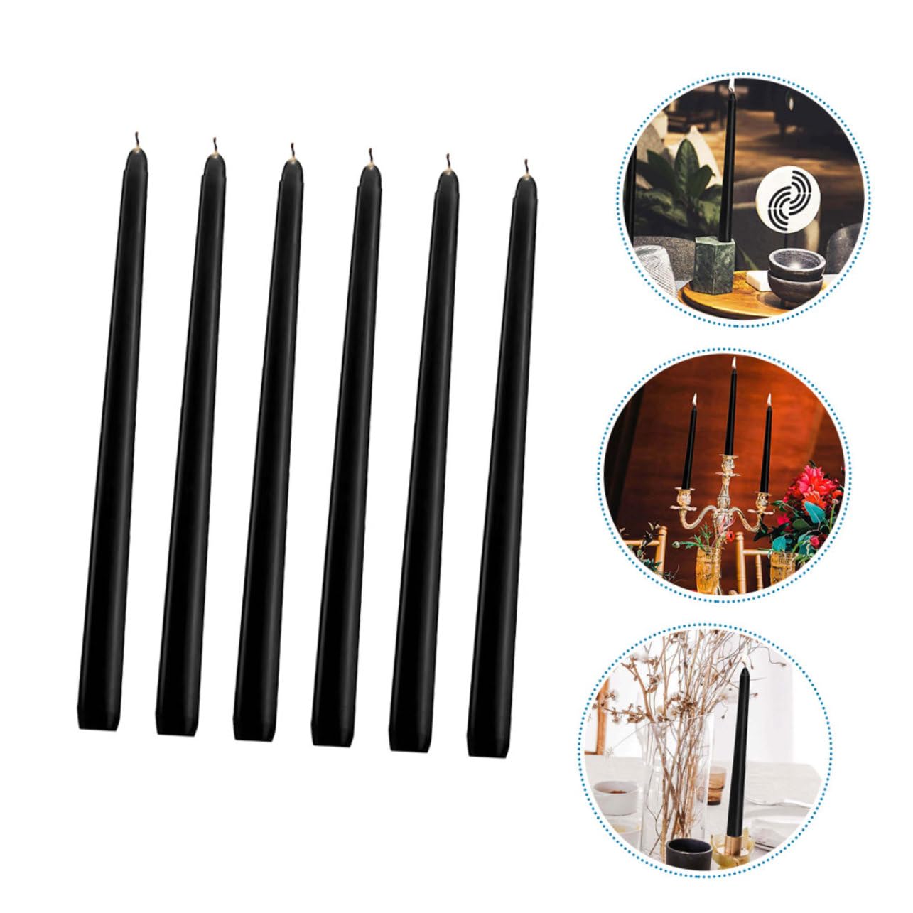 Cabilock Set Di 6 Candele Coniche Alte 25 Cm in Paraffina Nera Decorazione Per La Tavola Ideali Per Matrimoni Feste E Per Creare Latmosfera Giusta Per La Casa.