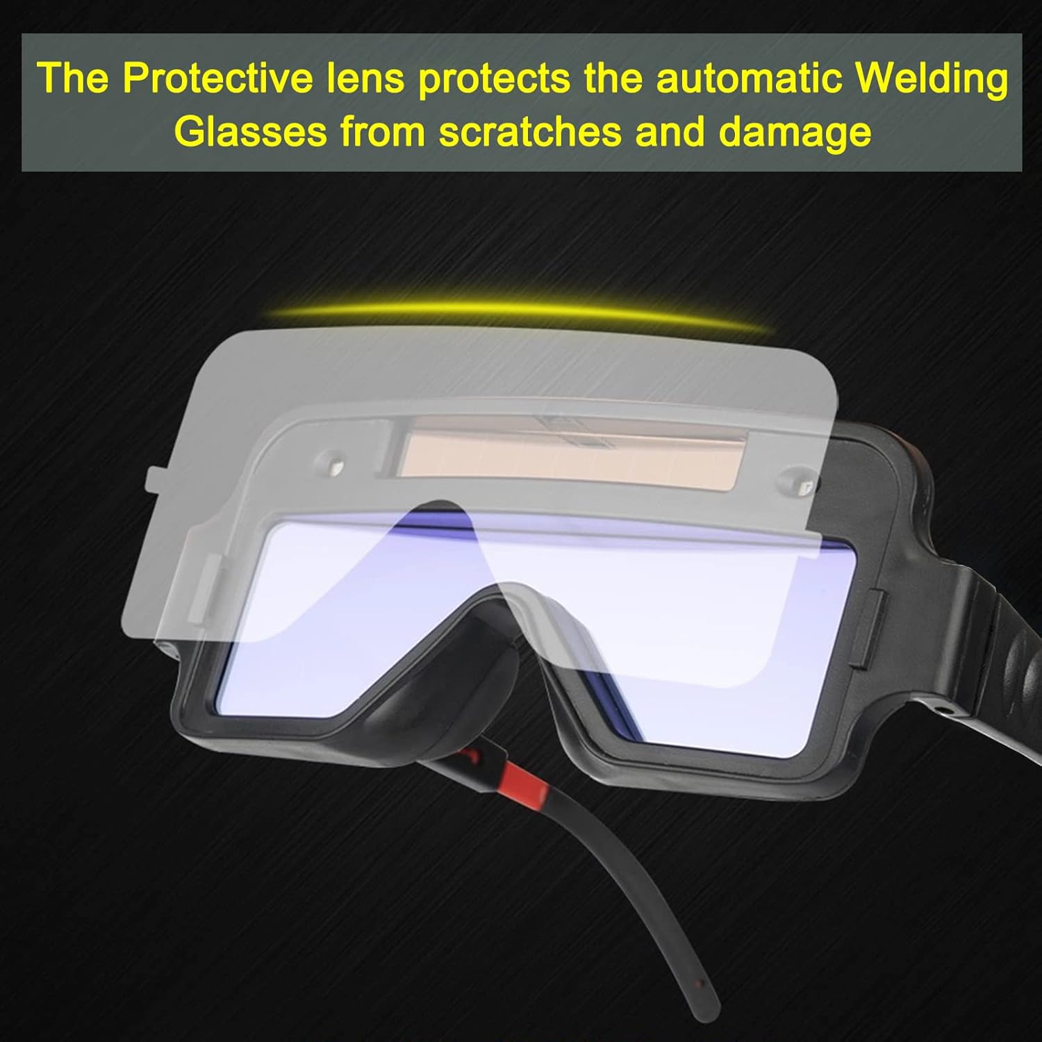 Auto-darkening welding glasses with a protective lens