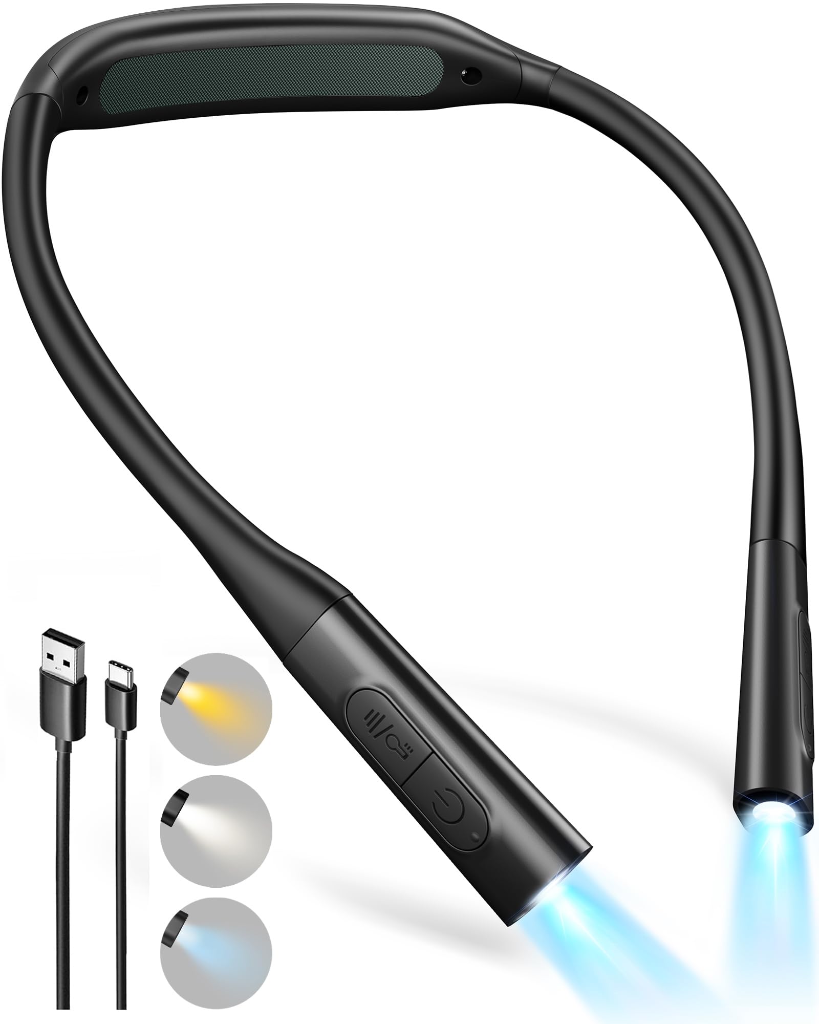 Glocusent Leselampe Hals mit 100 Stunden Leselicht, Augenschonende Buchlampe zum Umhängen｜Stufenlose Farbtemperatur & 5 Helligkeitsstufen, Leicht Leselampe Bett für Lesen, Nähen, Reparieren