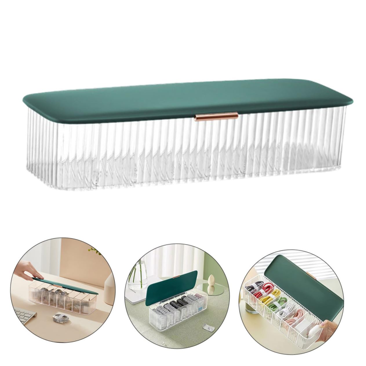 Angoily Boîte De Rangement pour Câbles Électroniques 3 Pièces avec Couvercle