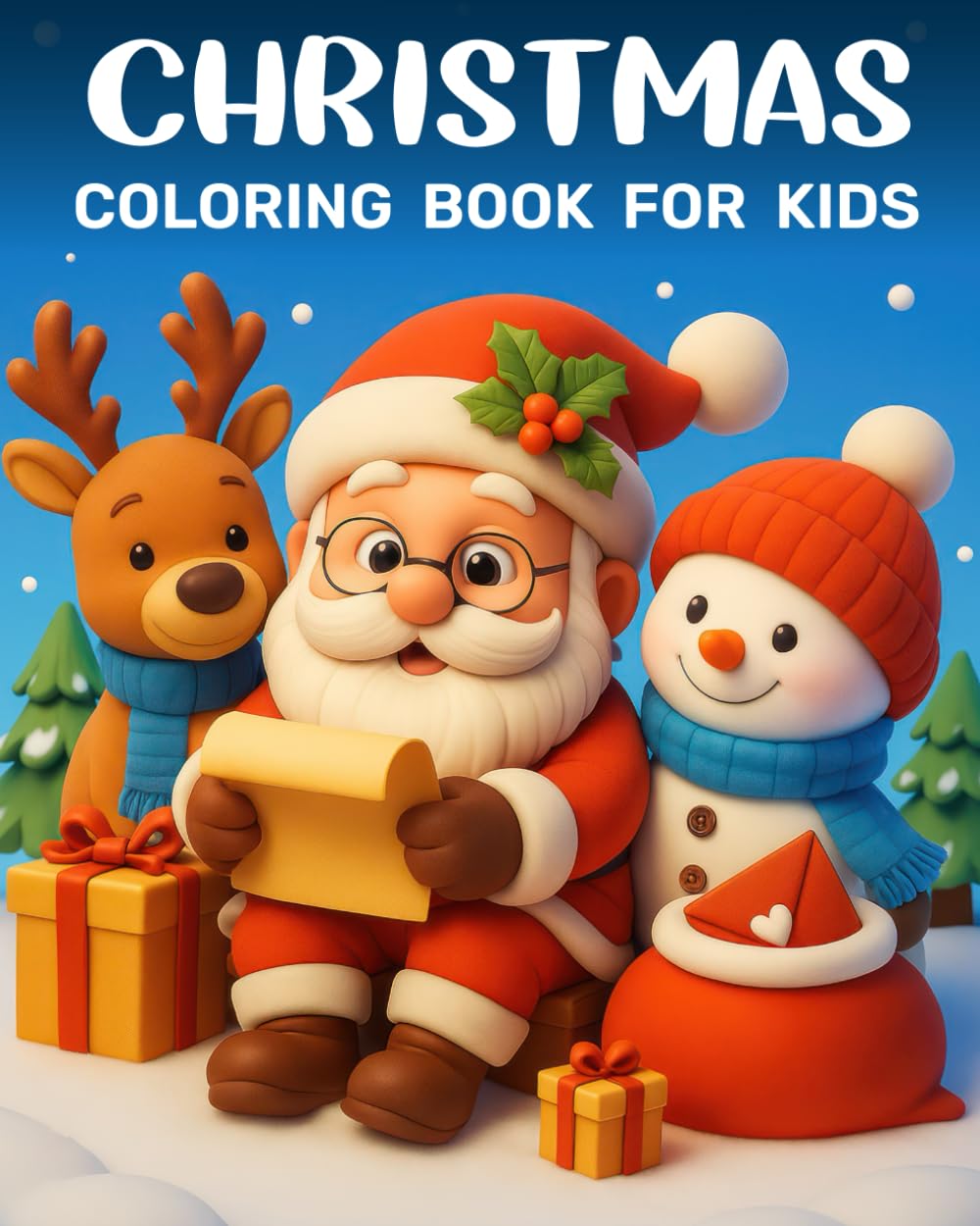 Christmas Coloring Book for Kids: Holiday Coloring Pages with Santa, Elf, Reindeer and Snowmen