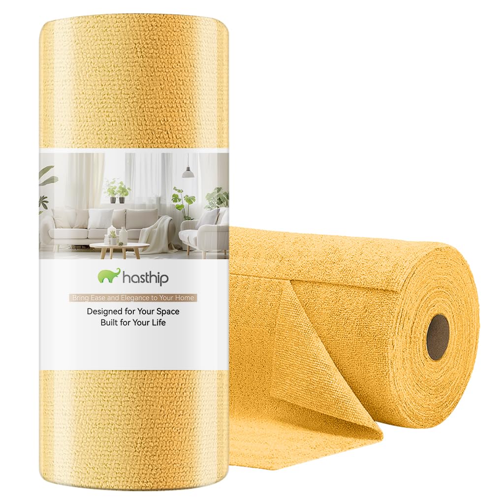 HASTHIP® 20pcs Microfiber Kitchen Dish Cloths, 25x25cm, Super Absorbent and Quick-Drying Cleaning Towels Reusable Micro Textured Pre-Cut Dish Towel for Dishes, Countertops, and Surfaces-Yellow-image-6