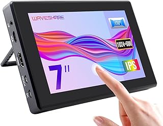 Waveshare 7inch HDMI LCD (H) with Case, Capacitive Touch IPS Screen 1024×600 170° Viewing Angle for Raspberry Pi/Jetson Nano/PC/Game Console Support Software Configurable Resolution (up to 1920x1080)