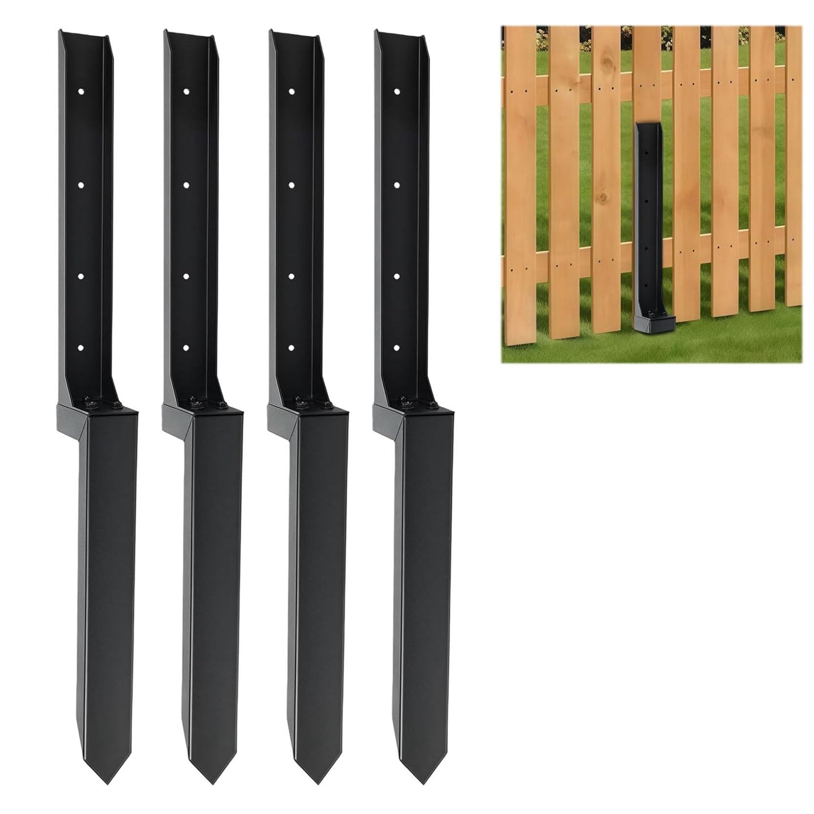 LQSYBHD Heavy Duty Fence Post Repair Stakes Spikes for Fence Tops Metal Fence Posts Post Spikes for Fence Post Spikes Repairing Damaged Reinforcement Fence Gate Posts(Size:4pcs)
