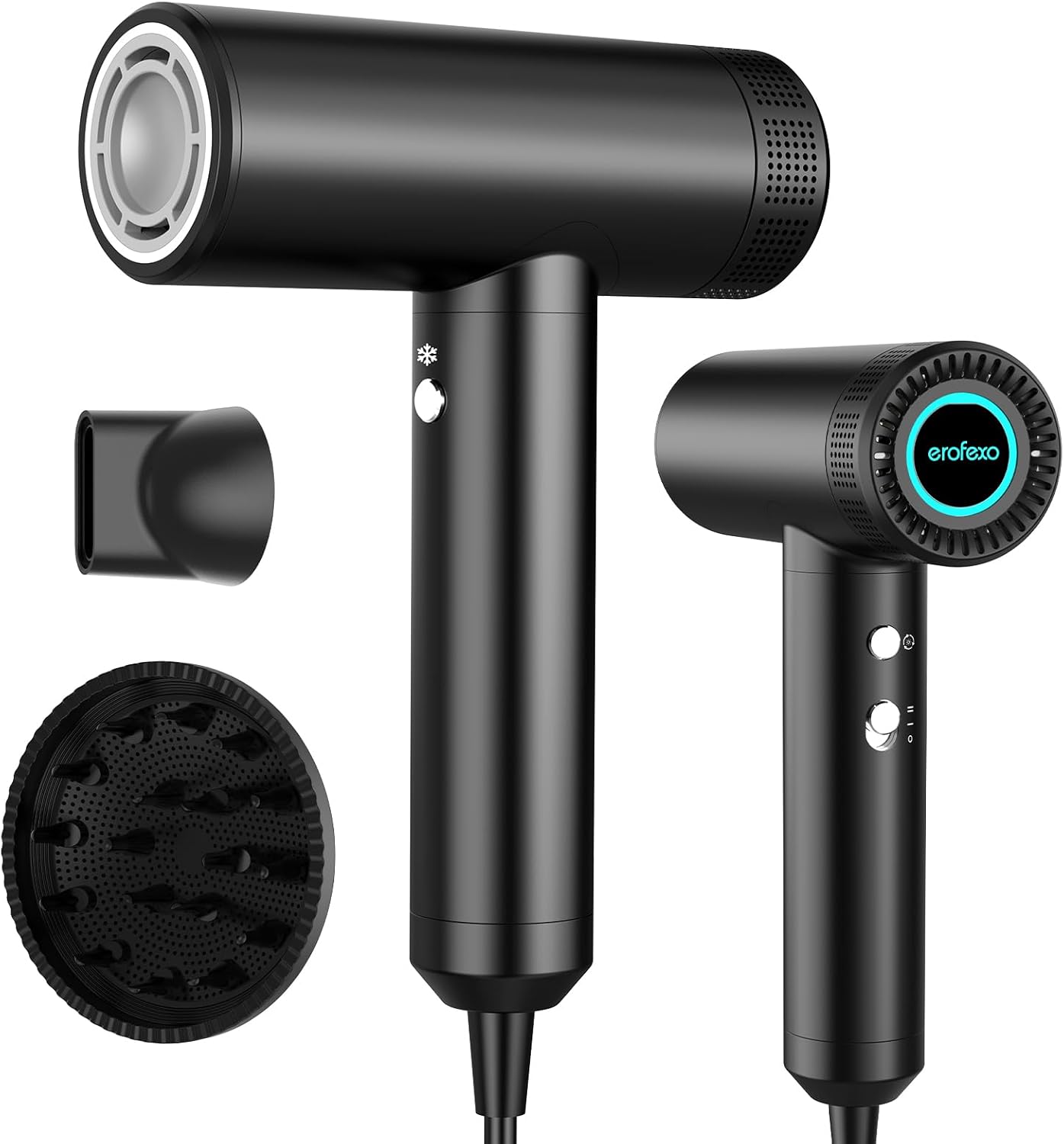 High Speed Hair Dryer, Metal Body Blow Dryer with Diffuser & Nozzle, 110,000 RPM Brushless Motor for Fast Drying, 300 Million Negative Ions Hair Dryer, Travel Hairdryer for Women & Men