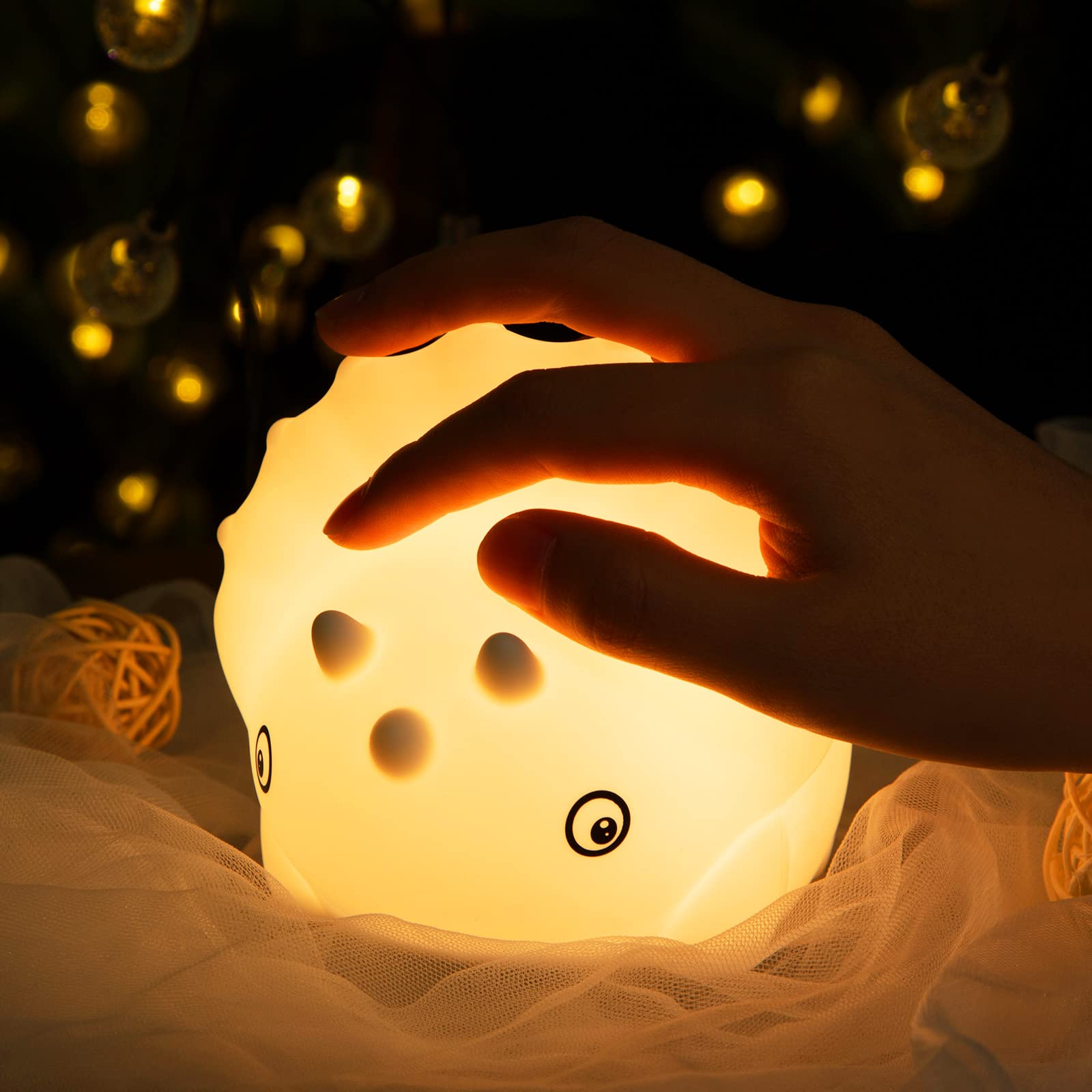 LitakeSilicone Dinosaur Night Light Warm White & 7-Color Pat Triceratops Touch Lights Kids Portable LED Rechargeable Cute Night lamp with Touch Sensor for Bedroom Children Bedside Room Birthday Gifts