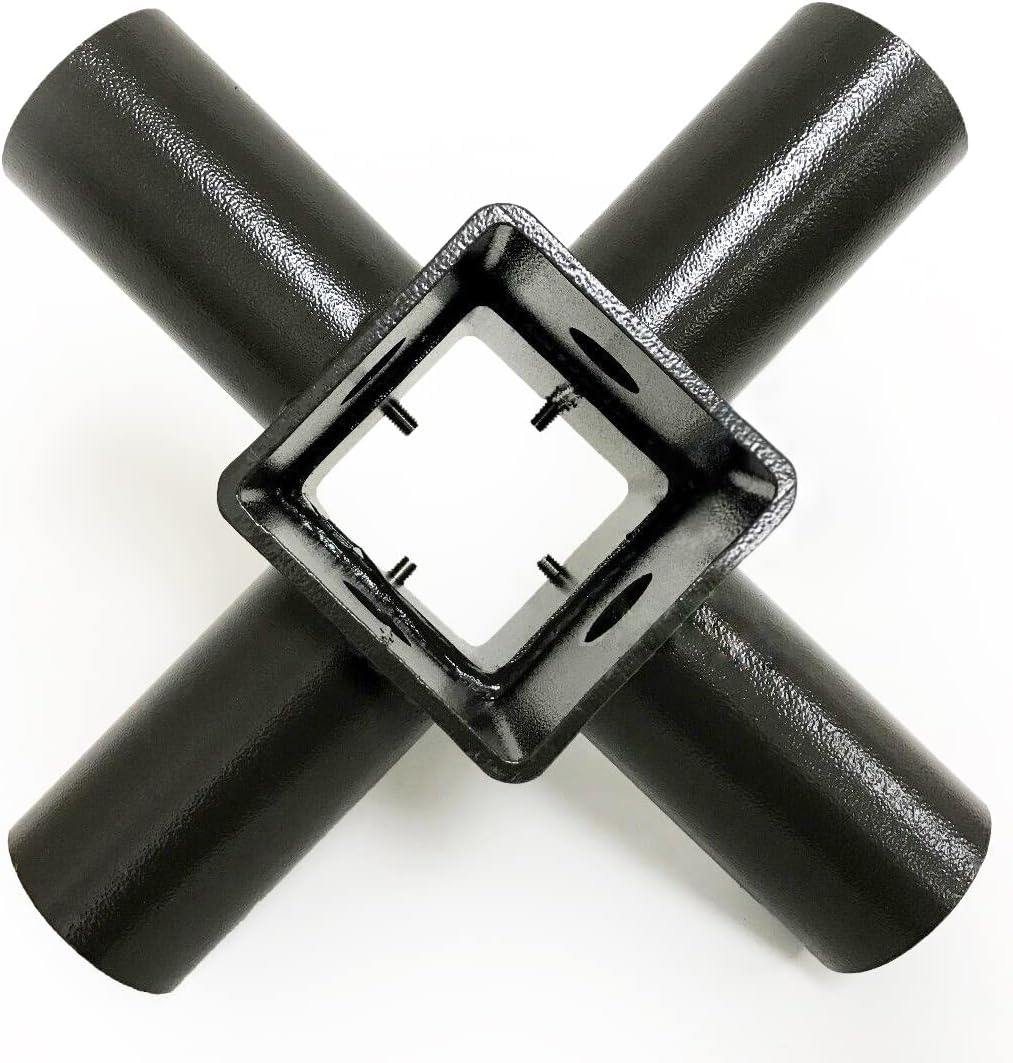 2 Pack Tenon Adapter for 5 inch Square Pole with 4 Horizontal 90° Mounted Bracket, 2-3/8 inch Slip Fitter for Parking Lot Light and Outdoor Lighting fixtures