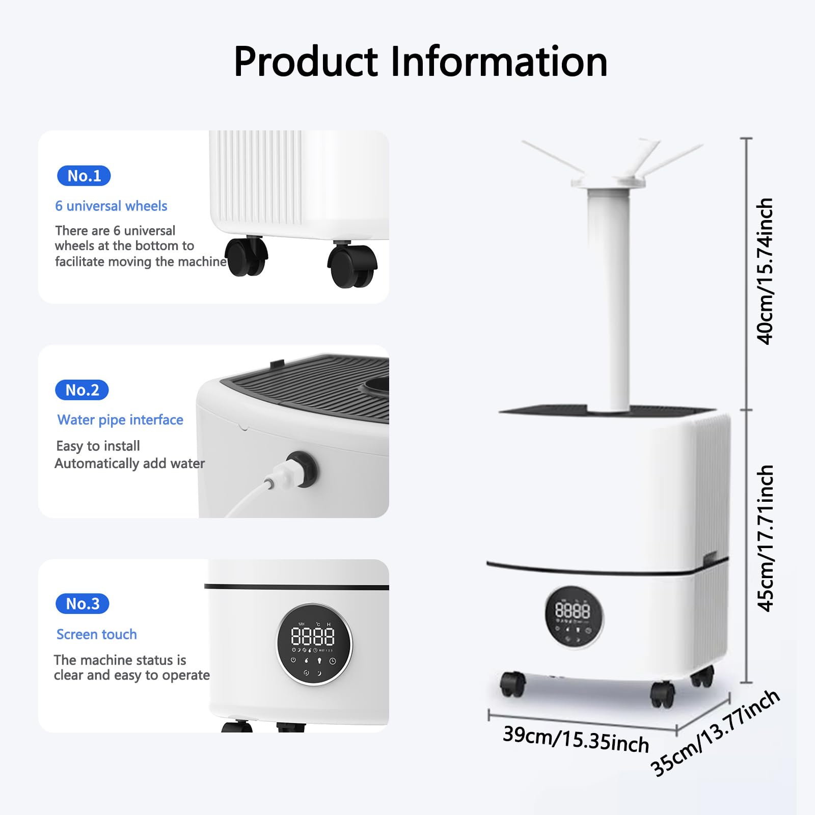 Komercyjny nawilżacz powietrza 4000 ml/h do dużych przestrzeni, chłodna mgiełka 25 l z 3 trybami mgły, dysze 360°, automatyczne napełnianie wodą do sypialni, szklarni, biura