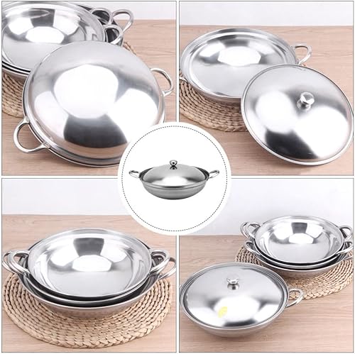 Miniatura 8 de UPKOCH Sartén caliente de acero inoxidable: 8.7 in Metal Shabu Shabu Hot Pot Sartén Stir Sartén antiadherente Olla caliente con tapa y mango para