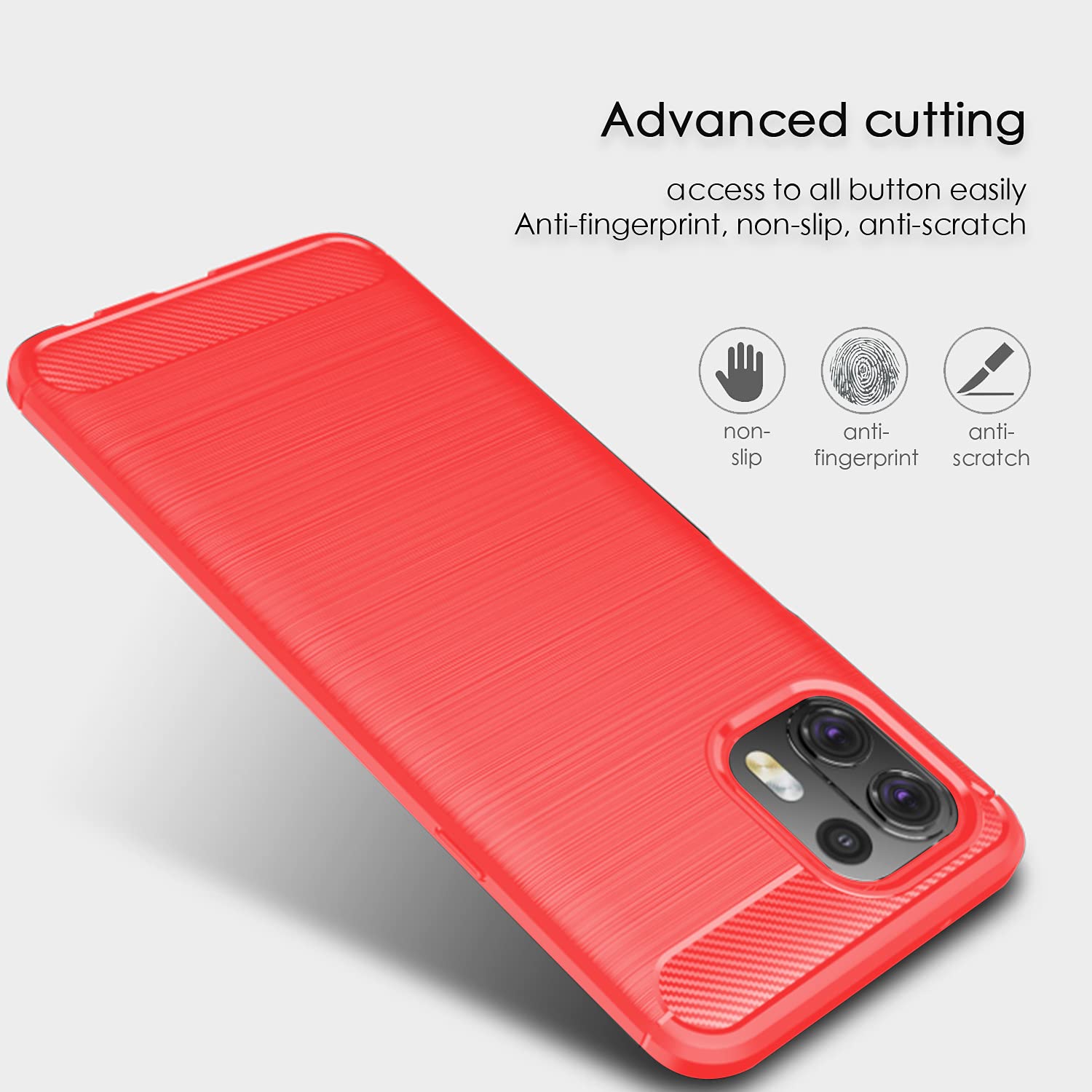 GOKEN Handyhülle Für Motorola Edge 20 Lite – Transparent, Stoßfest Mit Integriertem Displayschutz, Rot