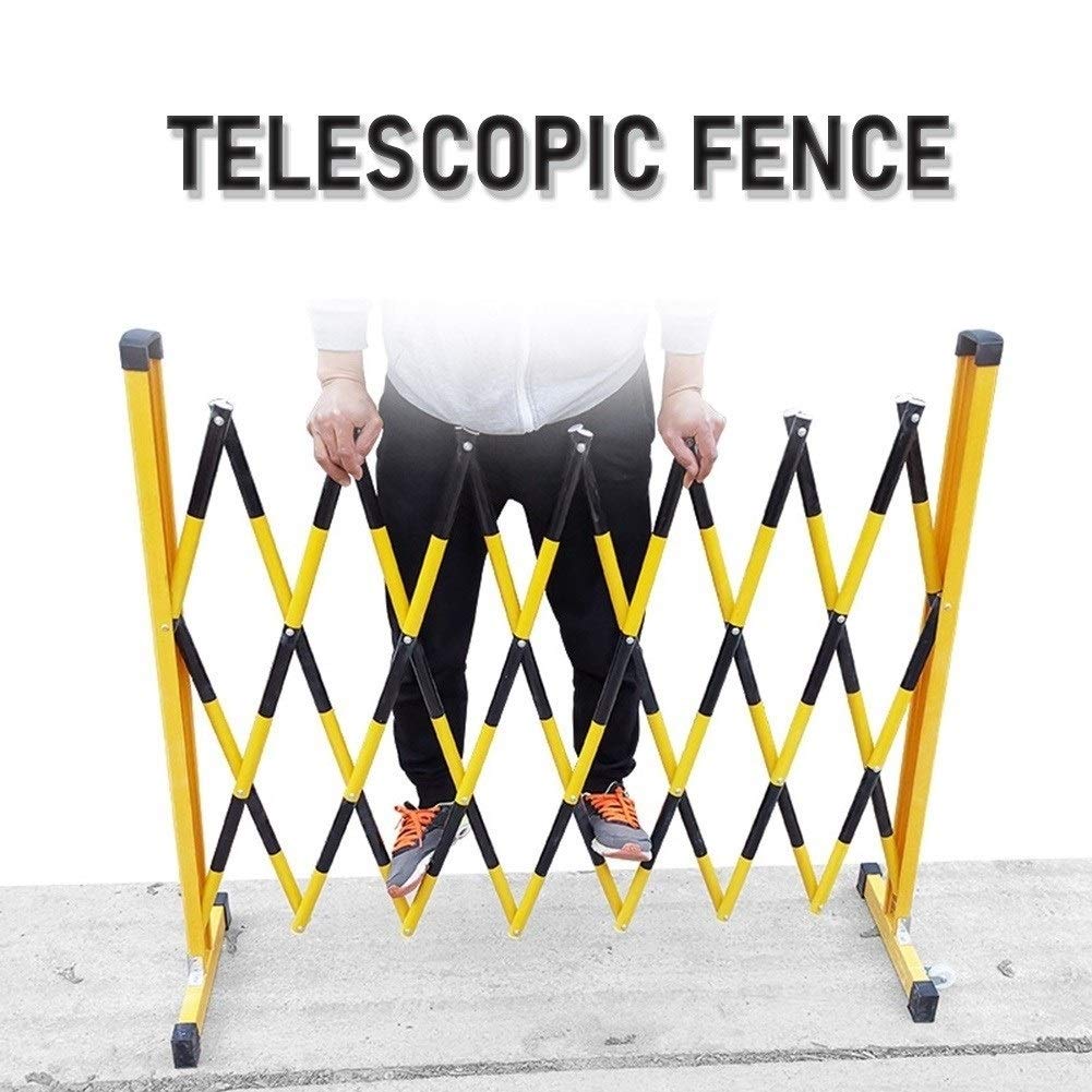 Genérico Barrera de tráfico Extensible y Duradera - Puerta de Seguridad móvil de Fibra de Vidrio, Valla Plegable portátil para garajes, escuelas y Eventos - Amarillo y Negro 1,2 m x 2,5 m Solución de