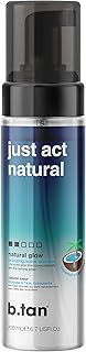 b.tan Clear Self Tanner Bronzing Water Foam | Just Act Natural - Best 1 Hour Express Sunless Tanning Mousse, Dark, Transfer-Free, Enriched With Coconut Water & Vitamin E, Face & Body, 6.7 Fl oz