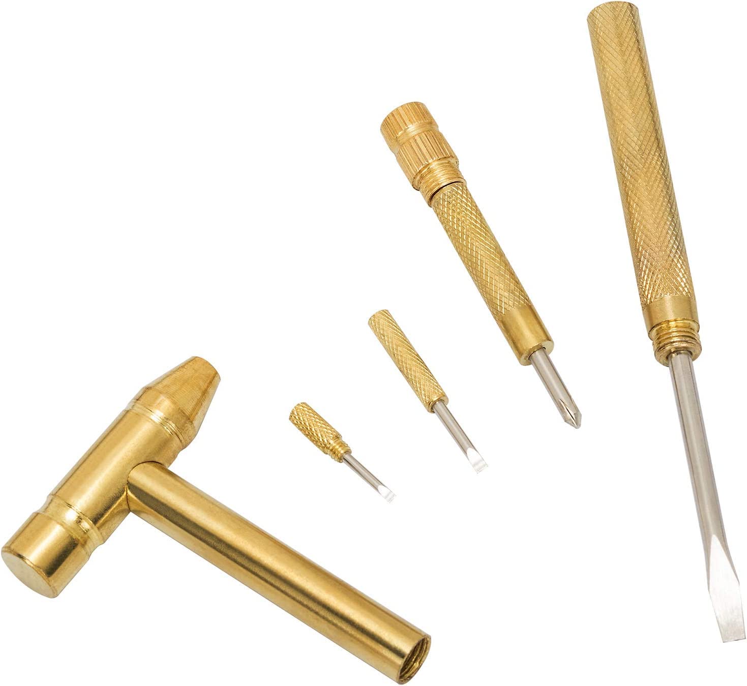 6 in 1 Mini Multifunction Hammer, Tiny Copper-Plated Hammer & Screwdriver, Multifunctional Hand Repairing Tools for Jewelry, Eating Walnuts 1