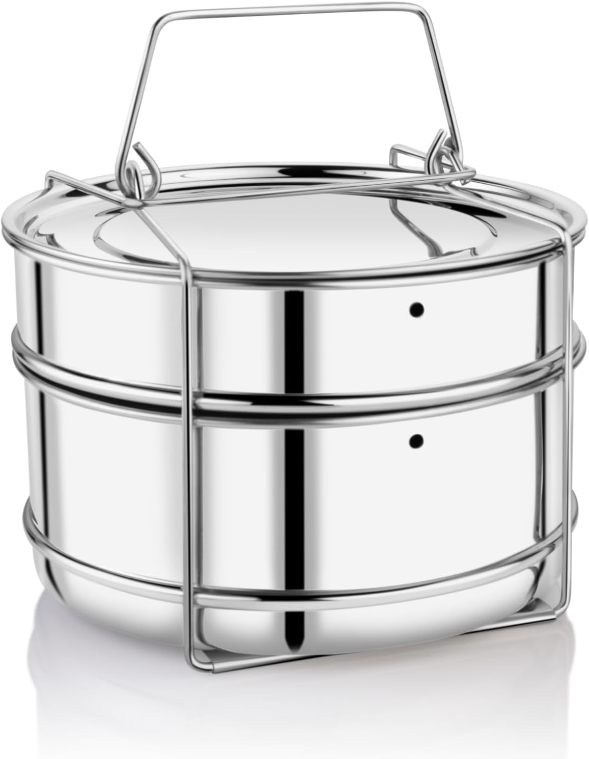 Embassy Stainless Steel Cooker Separator | Suitable for 3 Litres Prestige Popular and Popular Plus Outer Lid Pressure Cookers |2 Containers with Lifter | Dimension 14.5x14.5x11.5 cm