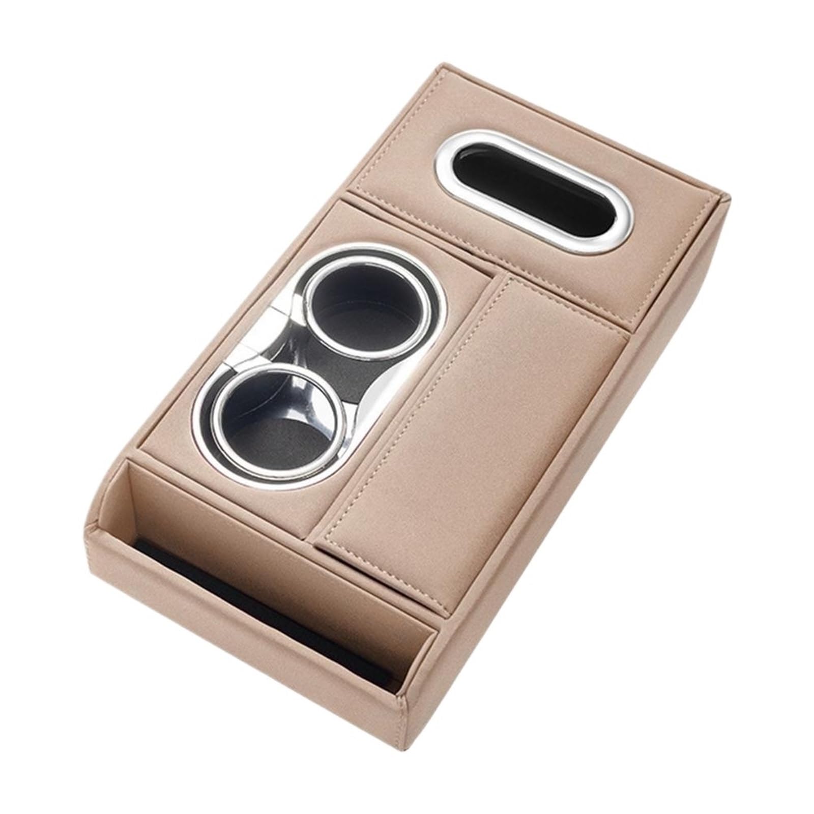 XINQQDC Console Armrest Center Console Organizer Waterproof PU Leather Organizer Center Console Storage Organizer Armrest Box Heightening Pad Car Armrest Organizer(Beige)